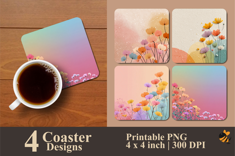 Cute Pastel Background Coaster Sublimation Design