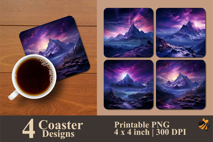 Mount Aurora Coaster Sublimation Design
