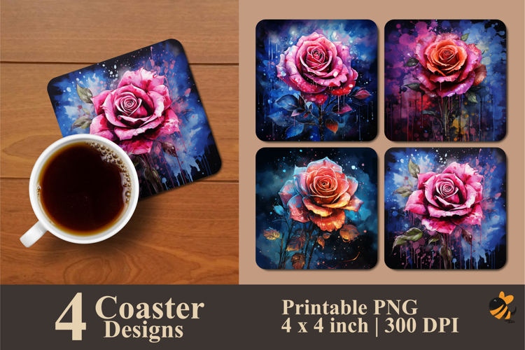Twilight Rose Ink Coaster Sublimation Design