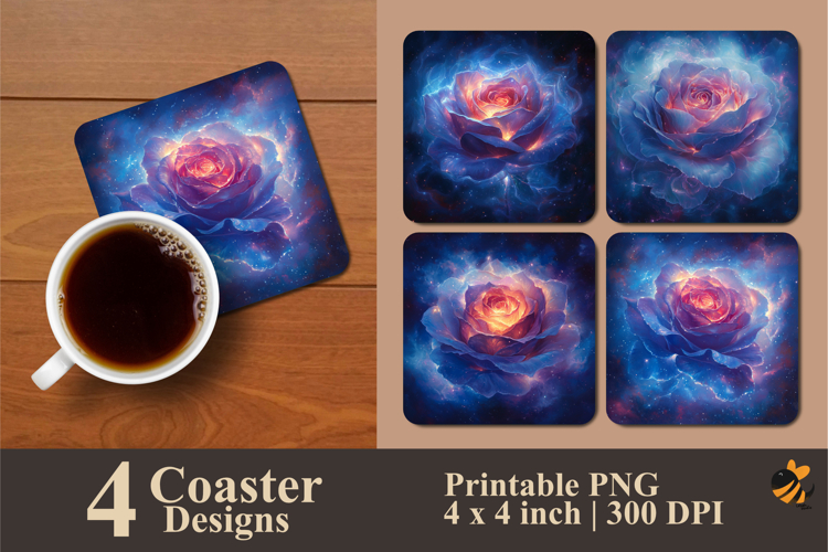 Glowing Rose Coaster Sublimation Design