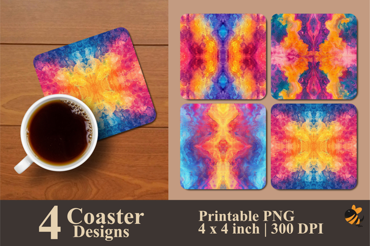 Tie Dye Color Coaster Sublimation Design
