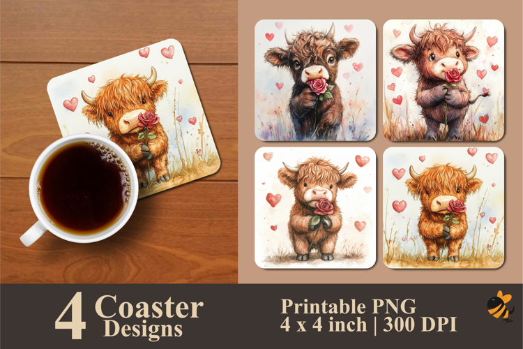 Highland Beauty Coaster Sublimation Design