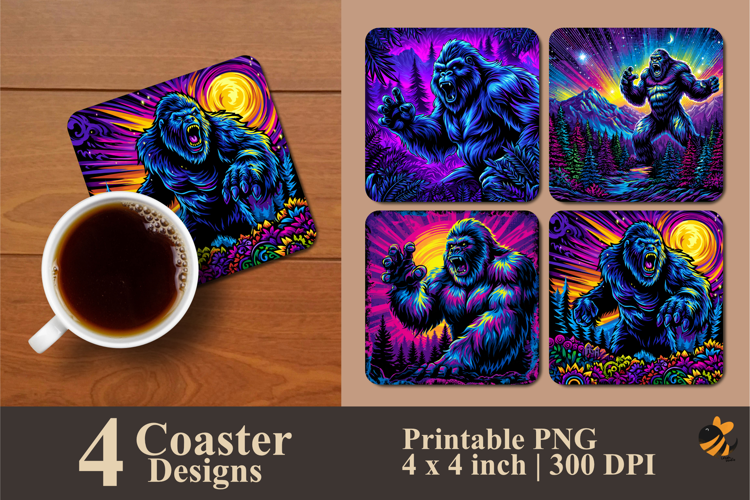 Angry Gorilla Coaster Sublimation Design