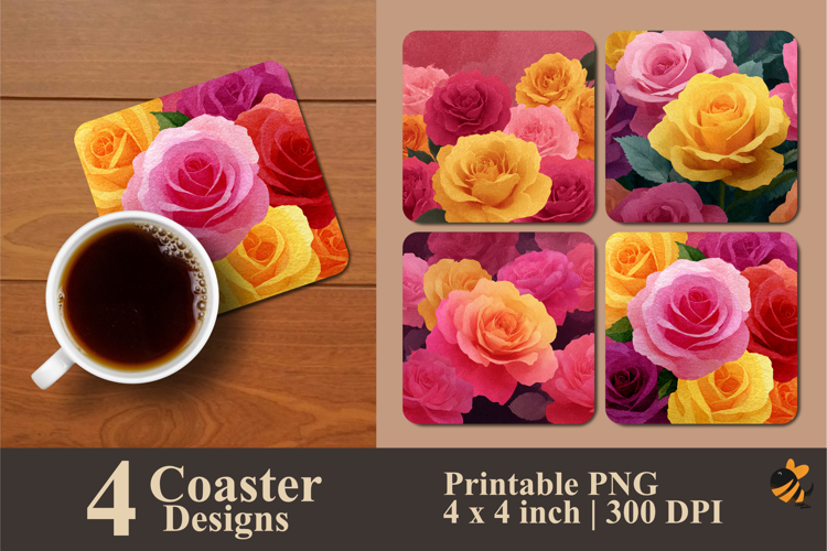 Pink and Yellow Coaster Sublimation Design