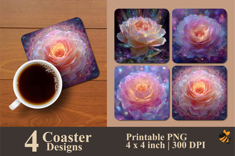 Crystalline Rose Coaster Sublimation Design