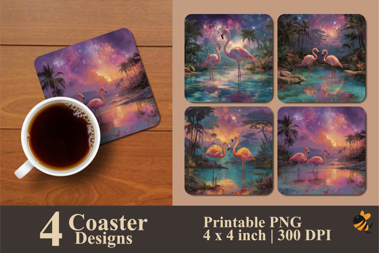 Two Lake Storks Coaster Sublimation Designs