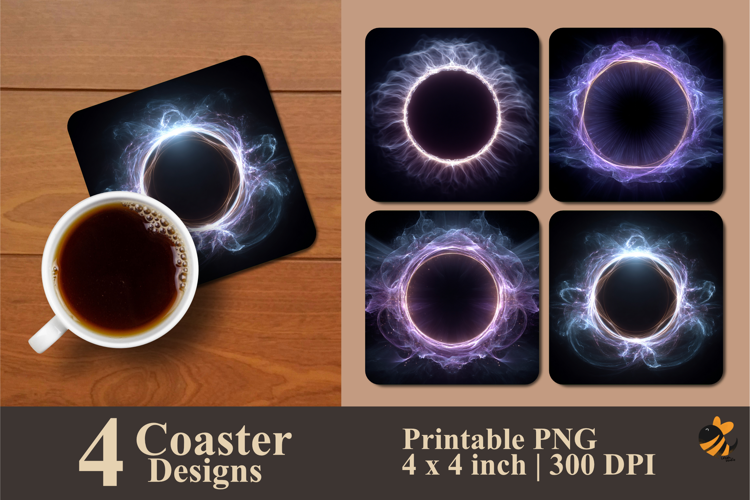 Neon Echo Circle Coaster Sublimation Design