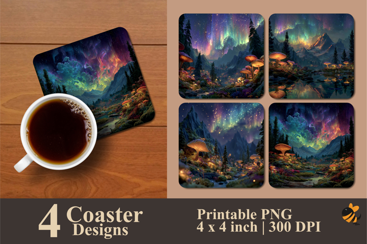 Starry Fantasy Night Coaster Sublimation Designs