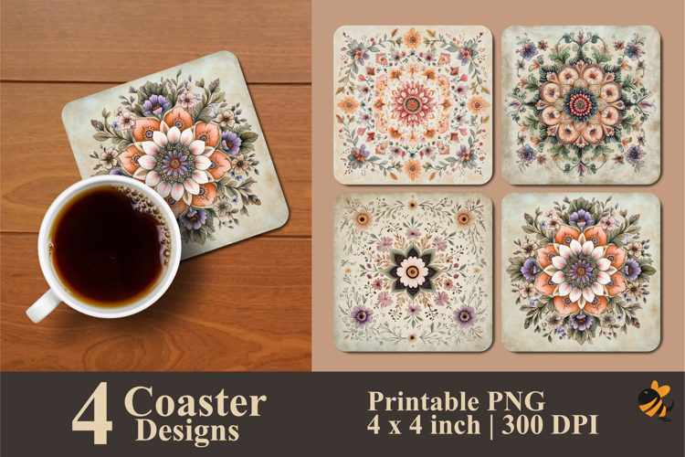Blossoming Coaster Sublimation Design