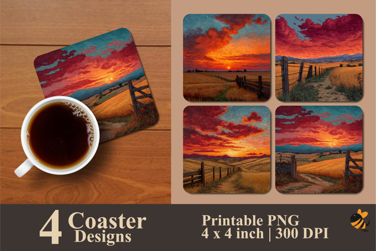 Evening Light Coaster Sublimation Design