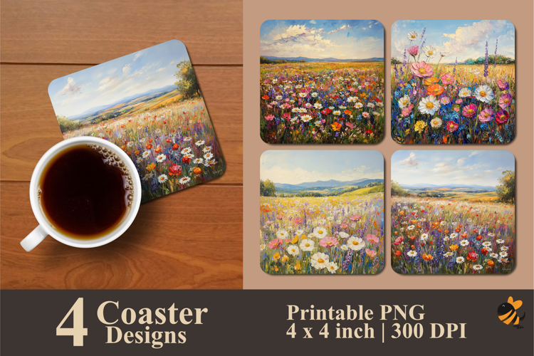 Abstract Flowers Coaster Sublimation Design