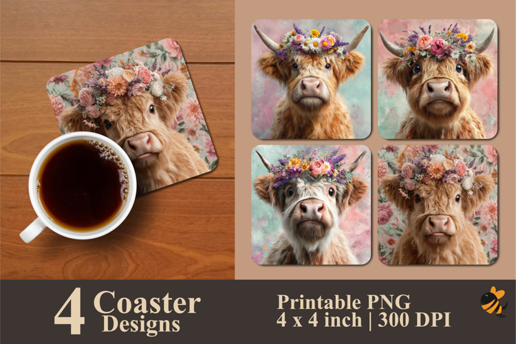 Unique Cow Coaster Sublimation Design