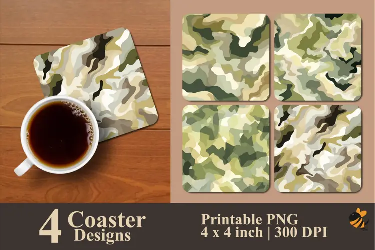 Camouflage Coaster Sublimation Designs