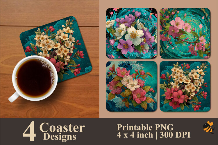 Freshness of Flowers Coaster Sublimation Design example image 1