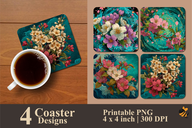 Freshness of Flowers Coaster Sublimation Design