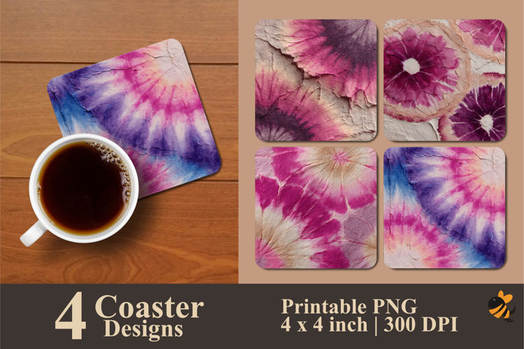 Soft Spiral Tie-Dye Coaster Sublimation Design