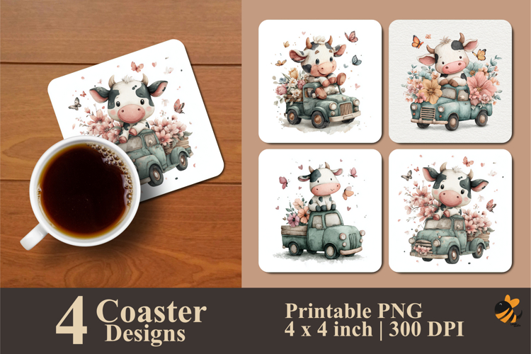Riding a Calf Coaster Sublimation Design