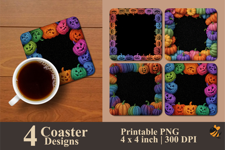 Pumpkin Frame Coaster Sublimation Design