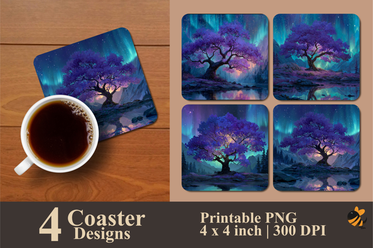 Majestic Purple Coaster Sublimation Design