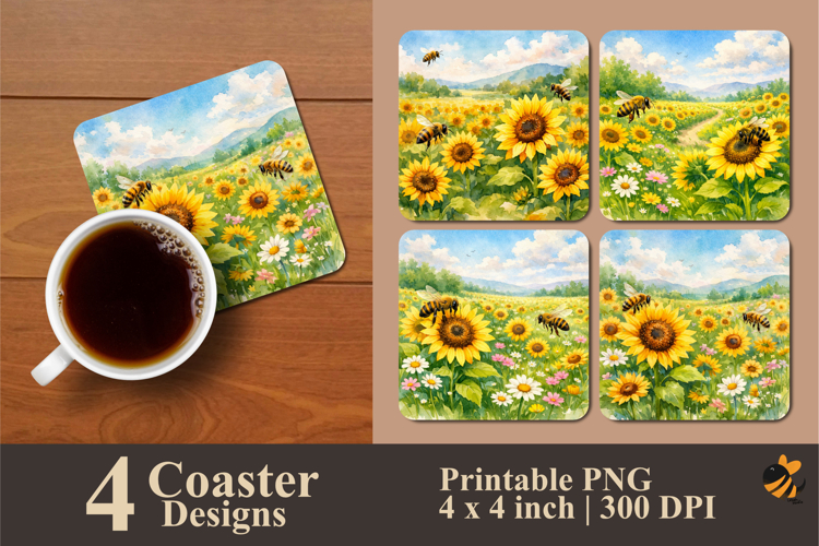 Bee’s Paradise Coaster Sublimation Design