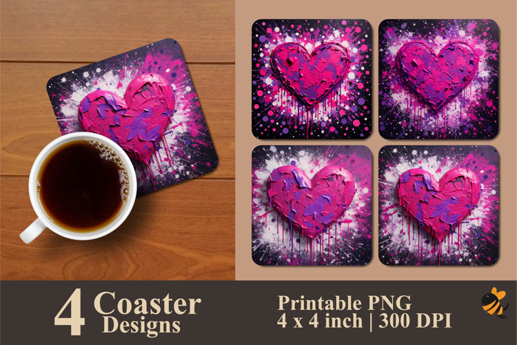 Chromatic Heart Coaster Sublimation Design