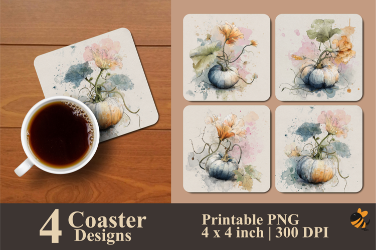 Pumpkin in Bloom Coaster Sublimation Design