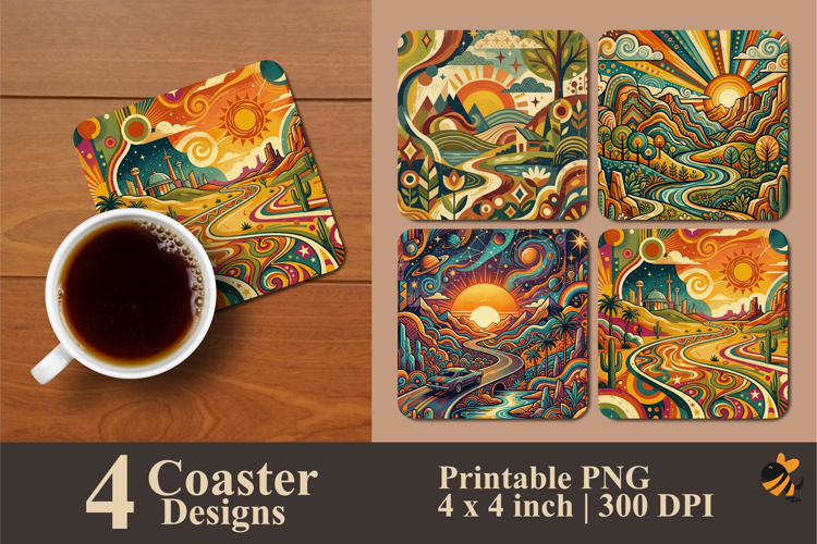 Psychedelic Journeys Coaster Sublimation Design
