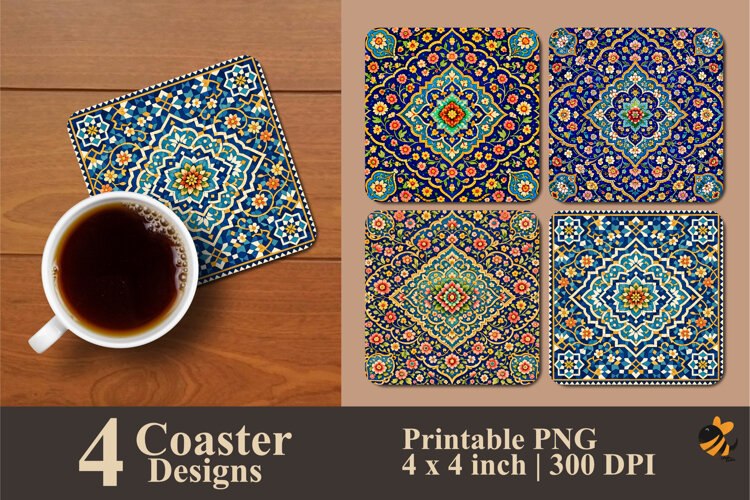 Harmoni Safir Coaster Sublimation Design example image 1