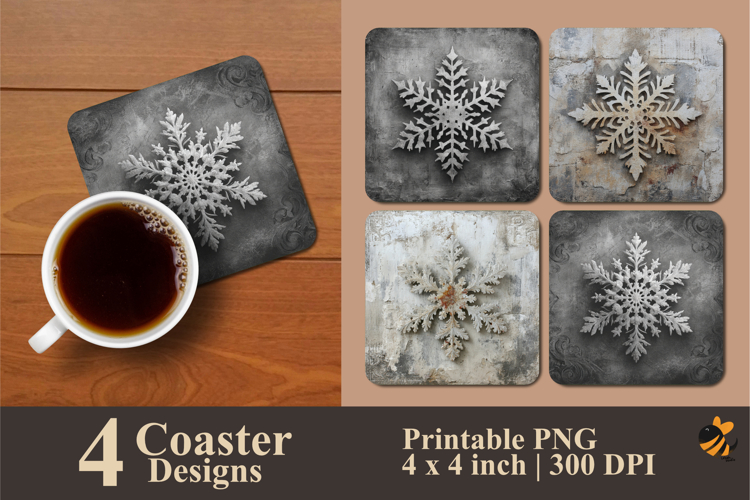 Old Canvas Snow Coaster Sublimation Design