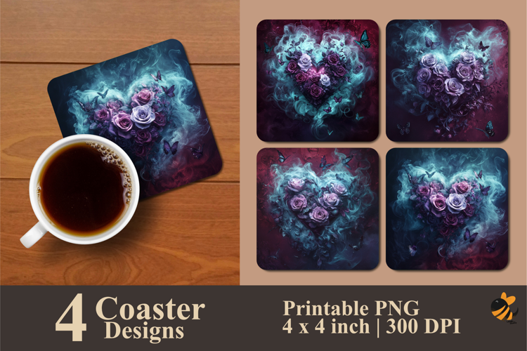 Rose of Love Coaster Sublimation Design