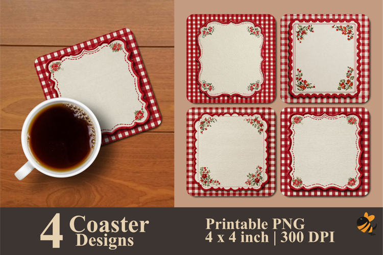 Elegant Red Layout Coaster Sublimation Design