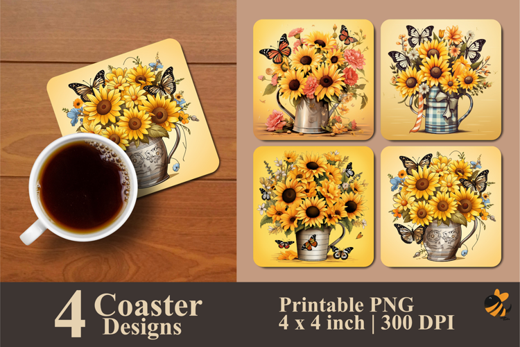 Cheerful Bloom Coaster Sublimation Design