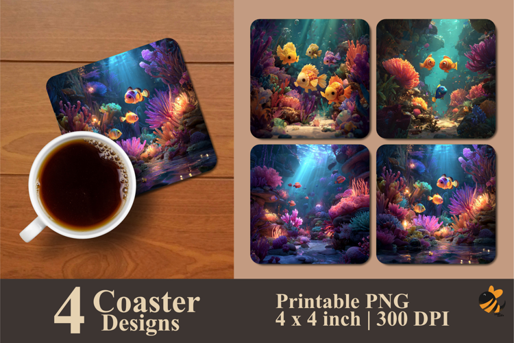 Underwater Harmony Coaster Sublimation Design