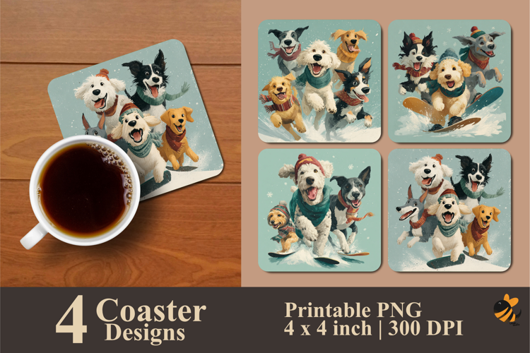 Winter Fun Coaster Sublimation Design