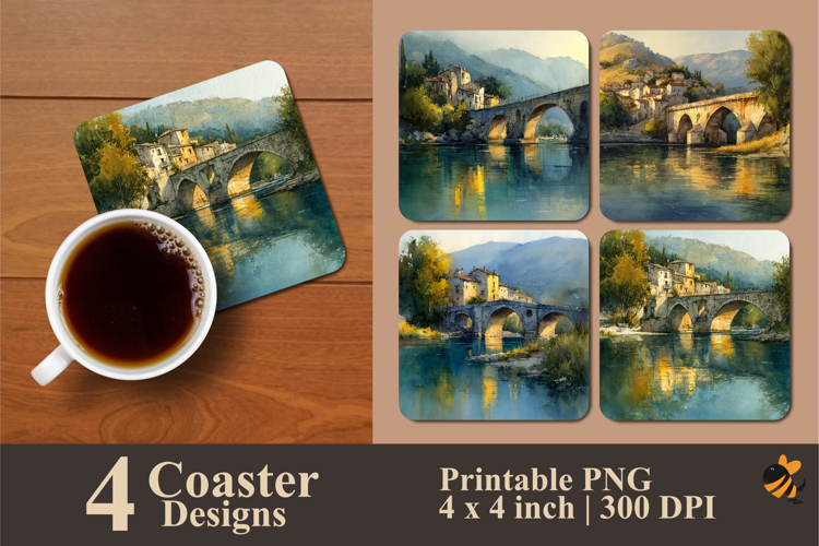 Calm River Coaster Sublimation Design
