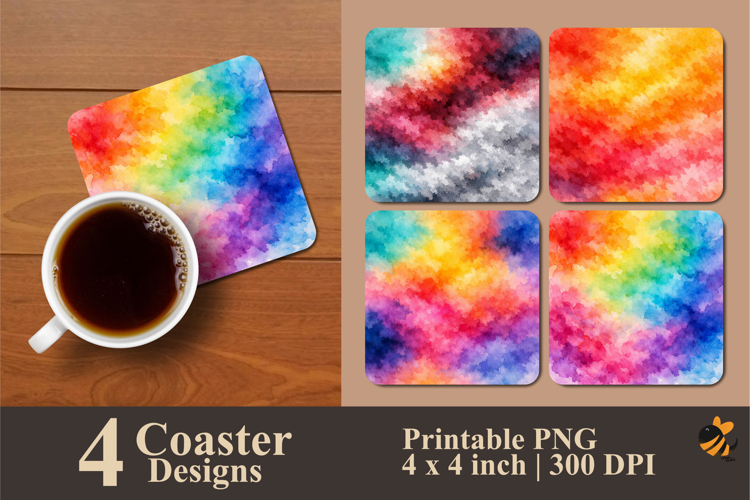 Watercolor Textured Coaster Sublimation Design