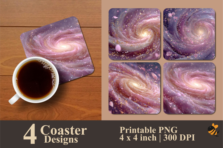 Pink Spiral Galaxy Coaster Sublimation Design