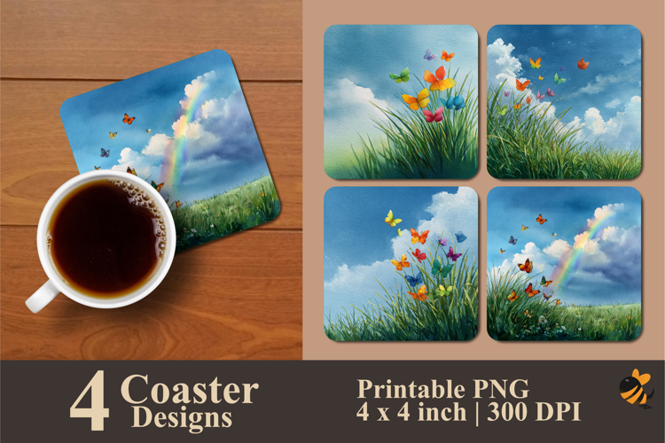 Butterfly Ecosystem Coaster Sublimation Design
