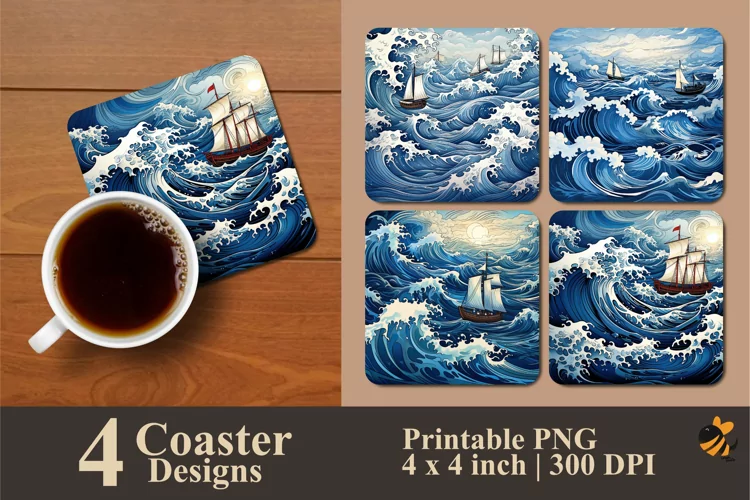Storm At Sea Coaster Sublimation Designs