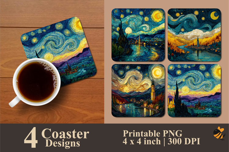 Natural Brush Coaster Sublimation Design
