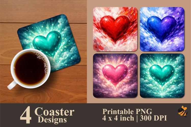 Fantasy Heart Coaster Sublimation Design