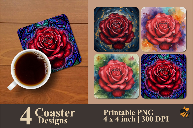 Scarlet Bloom Coaster Sublimation Design