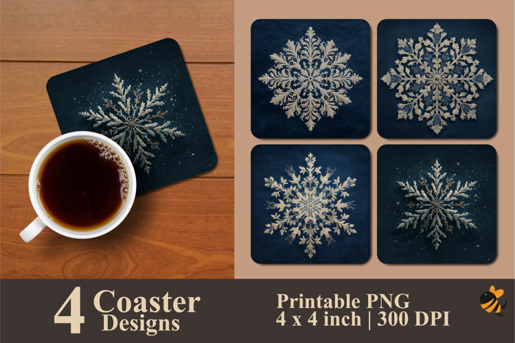 Vintage Snowflakes Coaster Sublimation Design