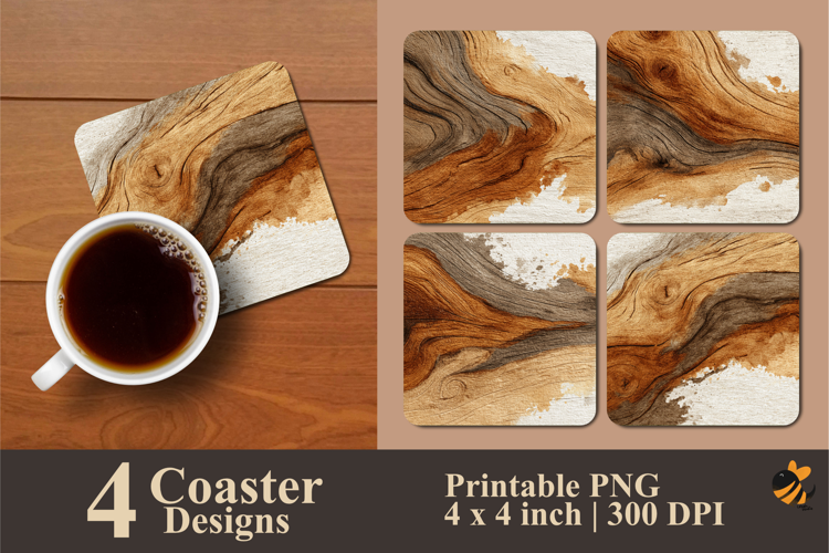 Watercolor Wood Coaster Sublimation Design