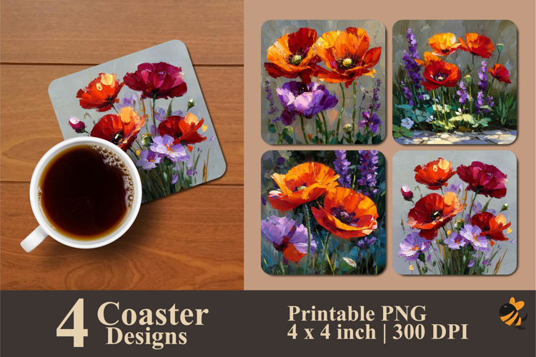 Flower Collaboration Coaster Sublimation Design