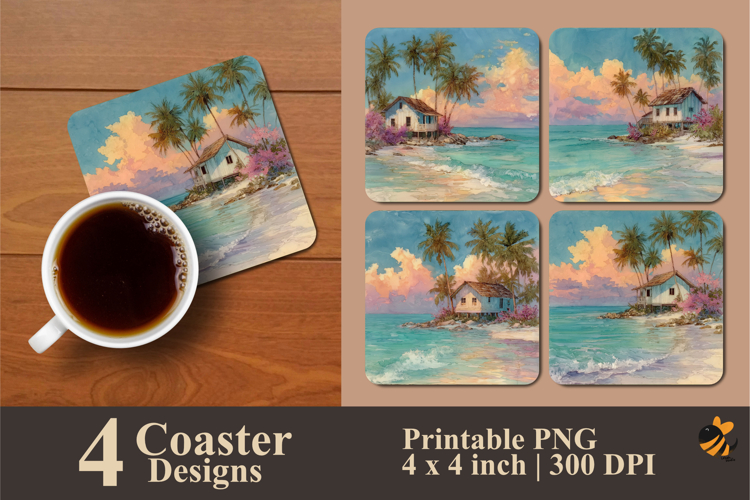 Aesthetic Island Coaster Sublimation Design