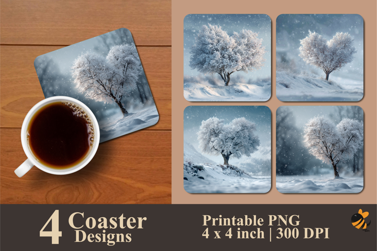 Snow Tree Coaster Sublimation Design
