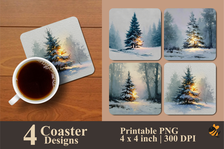 Cold Tree Coaster Sublimation Design