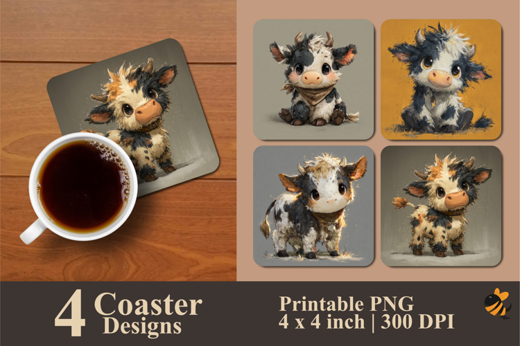 Funny Spotted Cows Coaster Sublimation Design