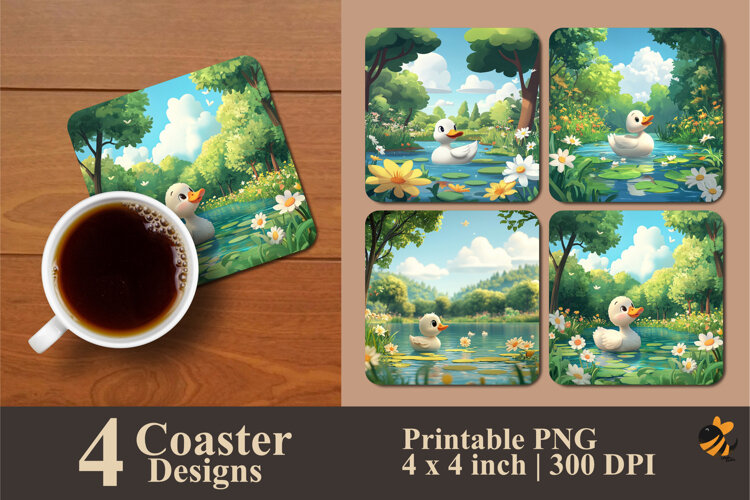 River Swan Coaster Sublimation Design example image 1